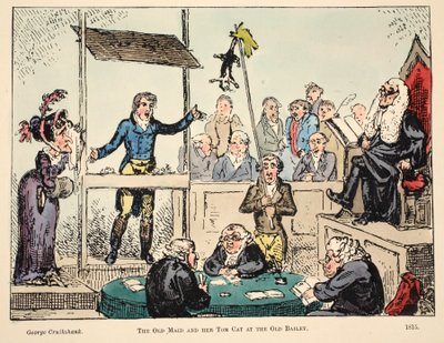The Old Maid and her Tom Cat at the Old Bailey by George Cruikshank